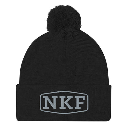 NKF Pom-Pom Beanie with Grey Embroidery